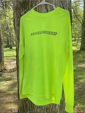 Harley-Davidson Neon Yellow Long Sleeve Tee with Center Logo